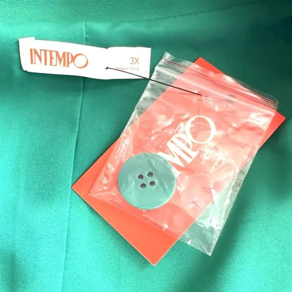 NWT INTEMPO Women Long Sleeve One Button Lined Green Blazer Jacket Plus Size 3X - Picture 6 of 14